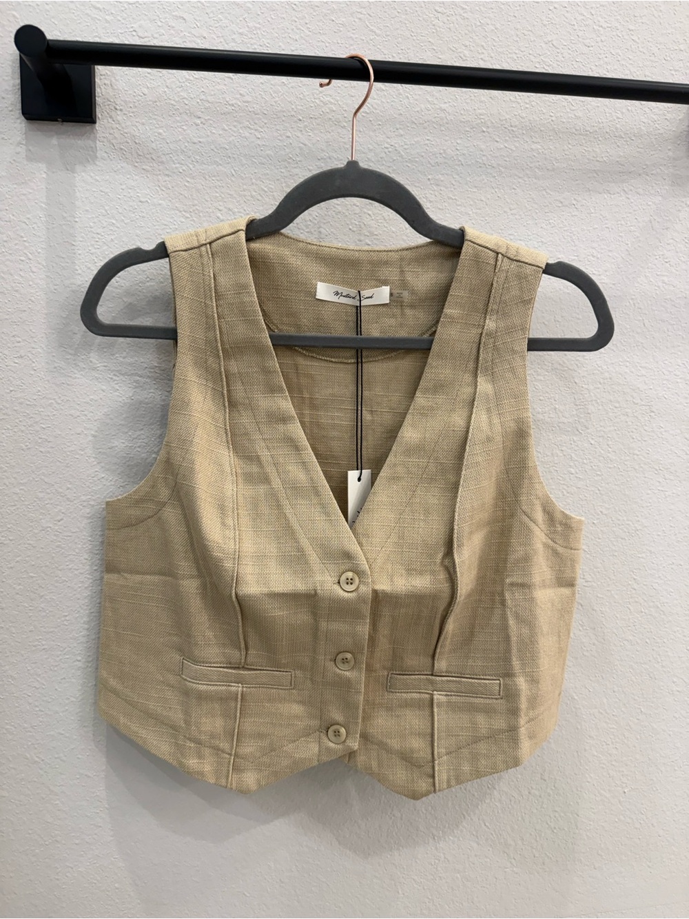 Mustard Seed Neutral Tan Button-Front Vest